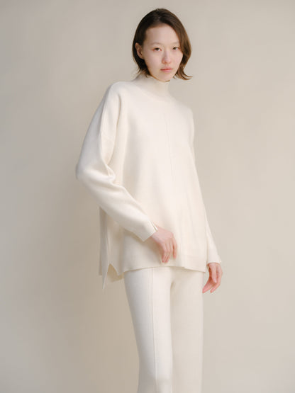 Maglieria Bianco naturale / S Wool & Cashmere Mix Solid Maxi Turtleneck Sweater San Rocco Italia