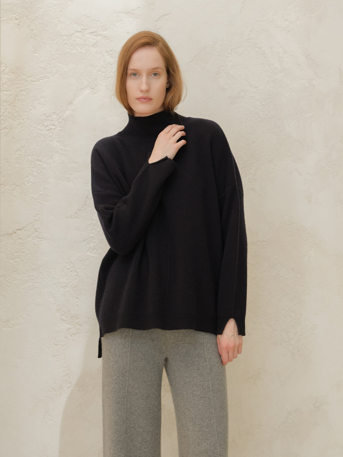 Maglieria Navy / S Wool & Cashmere Mix Solid Maxi Turtleneck Sweater San Rocco Italia