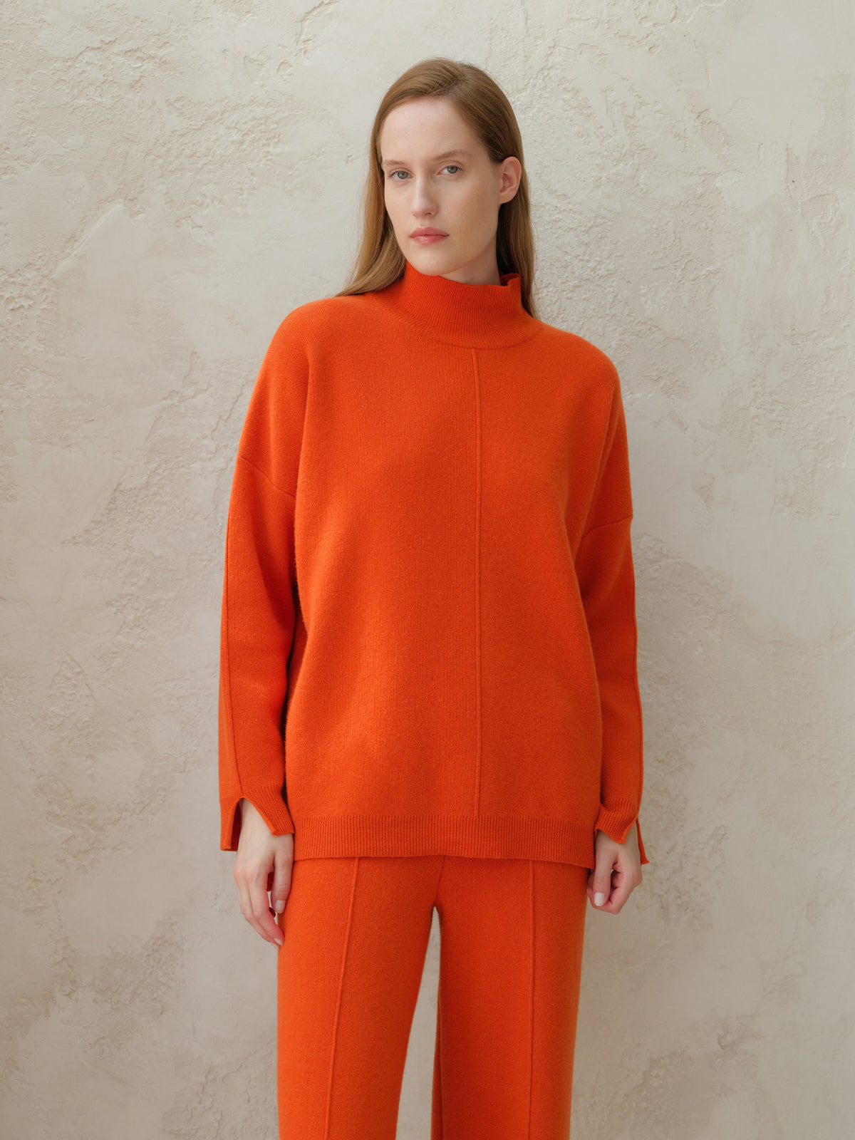 Maglieria Arancione / S Wool & Cashmere Mix Solid Maxi Turtleneck Sweater San Rocco Italia