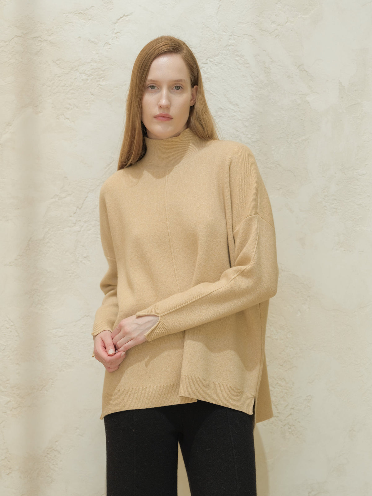 Maglieria Wool & Cashmere Mix Solid Maxi Turtleneck Sweater San Rocco Italia