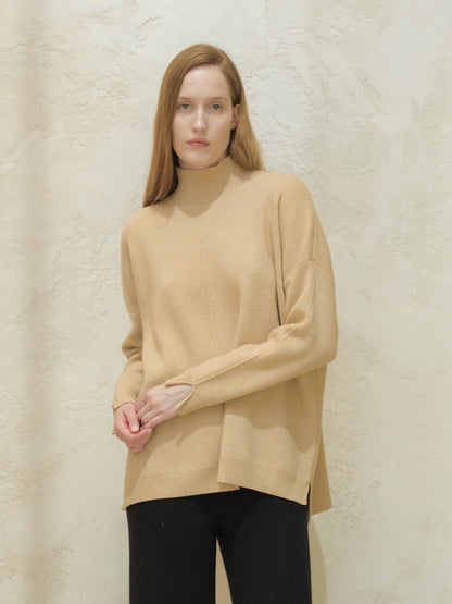 Maglieria Wool & Cashmere Mix Solid Maxi Turtleneck Sweater San Rocco Italia