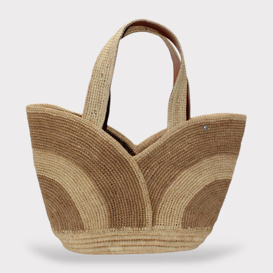 Hebag & Wallet Accessori Yasmin - Hemade Naturale Raffia Tulip Tote Bag - Khaki San Rocco Italia