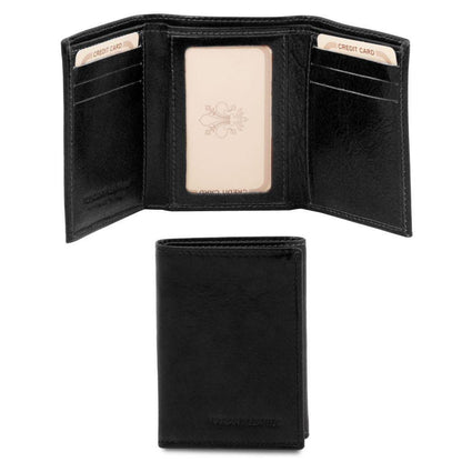 Accessoires femme en cuir Noir Portefeuille exclusif en cuir à trois volets | TL140801 San Rocco Italia
