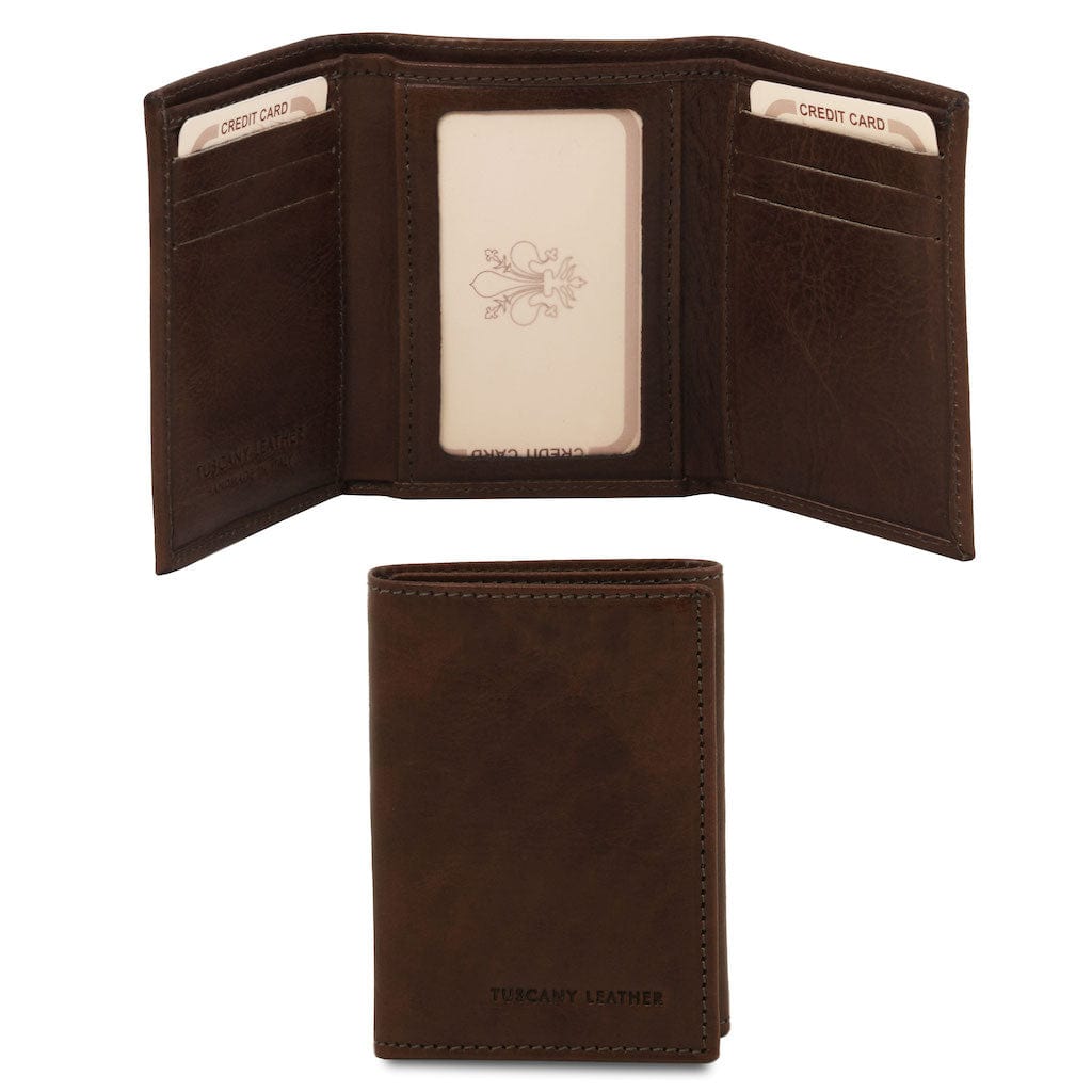 Accessoires femme en cuir Marron foncé Portefeuille exclusif en cuir à trois volets | TL140801 San Rocco Italia