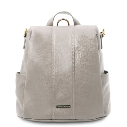 Lederrucksäcke Hellgrau TL Bag - Rucksack aus weichem Leder - Verwandelbare 2-in-1-Rucksack-/Schultertasche | TL142138 San Rocco Italia