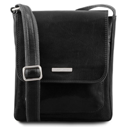 Borse da uomo in pelle Nero Jimmy - Borsa a tracolla da uomo in pelle con tasca frontale | TL141407 San Rocco Italia
