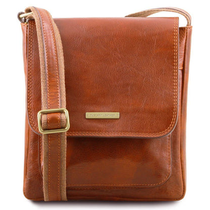 Borse da uomo in pelle Miele Jimmy - Borsa a tracolla da uomo in pelle con tasca frontale | TL141407 San Rocco Italia