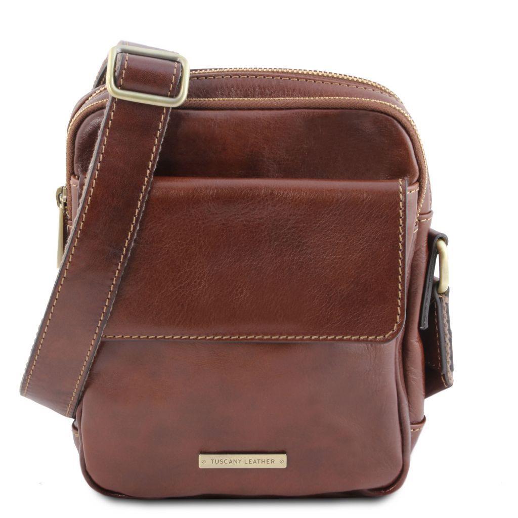 Borse da uomo in pelle Marrone Larry - Borsa a tracolla in pelle | TL141915 San Rocco Italia