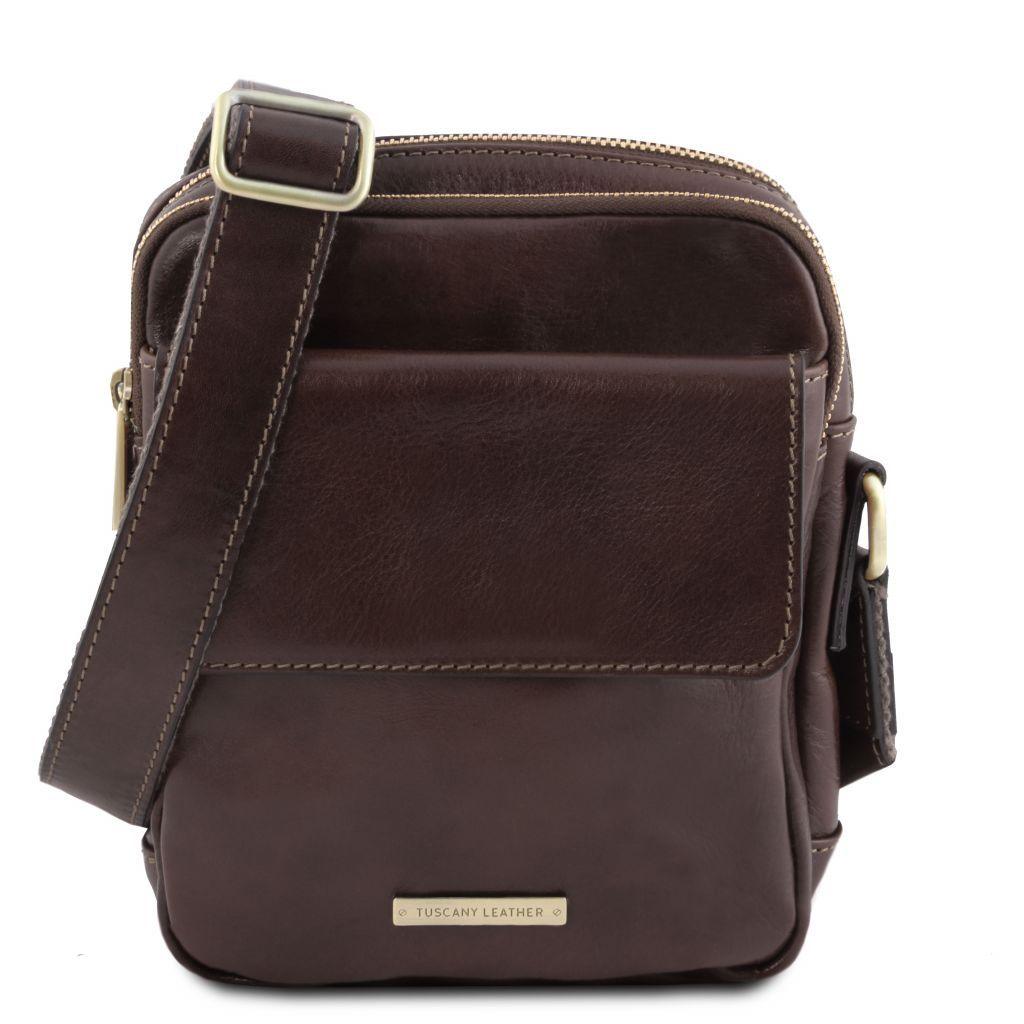Borse da uomo in pelle Marrone scuro Larry - Borsa a tracolla in pelle | TL141915 San Rocco Italia