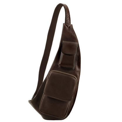 Sacs homme en cuir Marron foncé Sac crossover homme en cuir | TL141352 San Rocco Italia