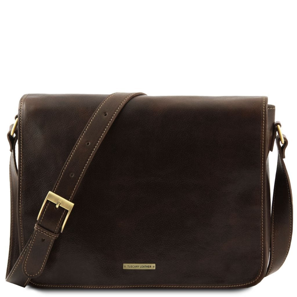 Leather bags for men Dark Brown TL Messenger double - Crossbody leather bag | TL90475 San Rocco Italia