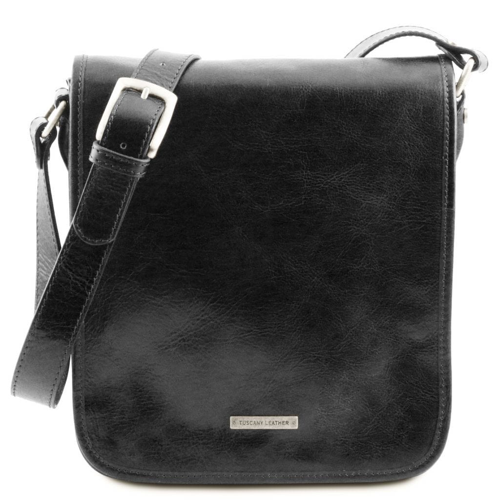 Leather bags for men Black TL Messenger - Two compartment leather shoulder bag | TL141255 San Rocco Italia