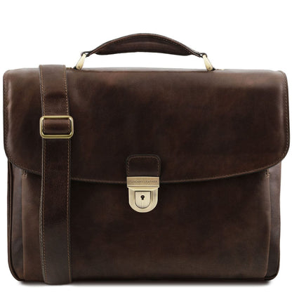 Maletines de piel Marrón oscuro Alessandria - Maletín TL SMART para portátil de piel mate con varios compartimentos | TL142067 San Rocco Italia