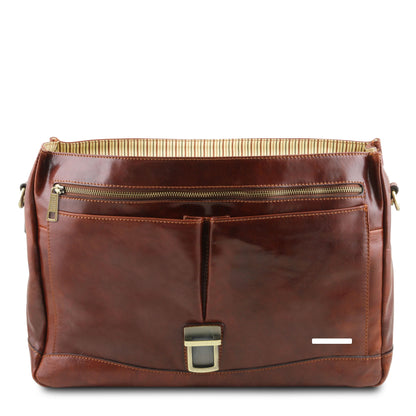 Leather briefcases Mantova - Leather multi compartment TL SMART briefcase with flap | TL142068 messenger bag San Rocco Italia