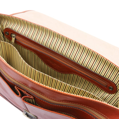 Leather briefcases Mantova - Leather multi compartment TL SMART briefcase with flap | TL142068 messenger bag San Rocco Italia