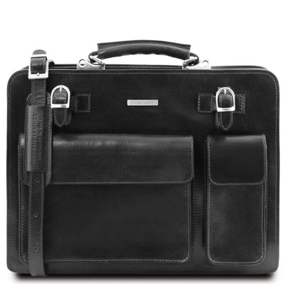 Leather briefcases Black Venezia - Leather briefcase 2 compartments | TL141268 San Rocco Italia