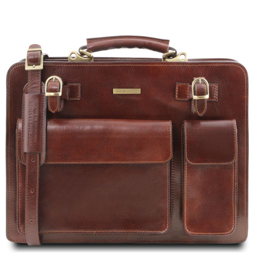 Leather briefcases Brown Venezia - Leather briefcase 2 compartments | TL141268 San Rocco Italia