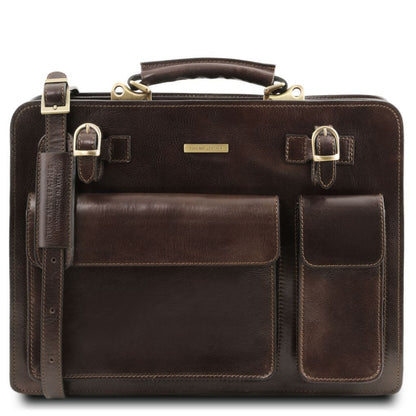 Leather briefcases Dark Brown Venezia - Leather briefcase 2 compartments | TL141268 San Rocco Italia