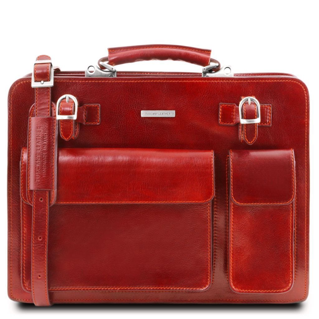 Leather briefcases Red Venezia - Leather briefcase 2 compartments | TL141268 San Rocco Italia