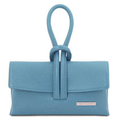 Leren handtassen Azuurblauw TL Bag - Fold-over leren clutch | TL141990 San Rocco Italia