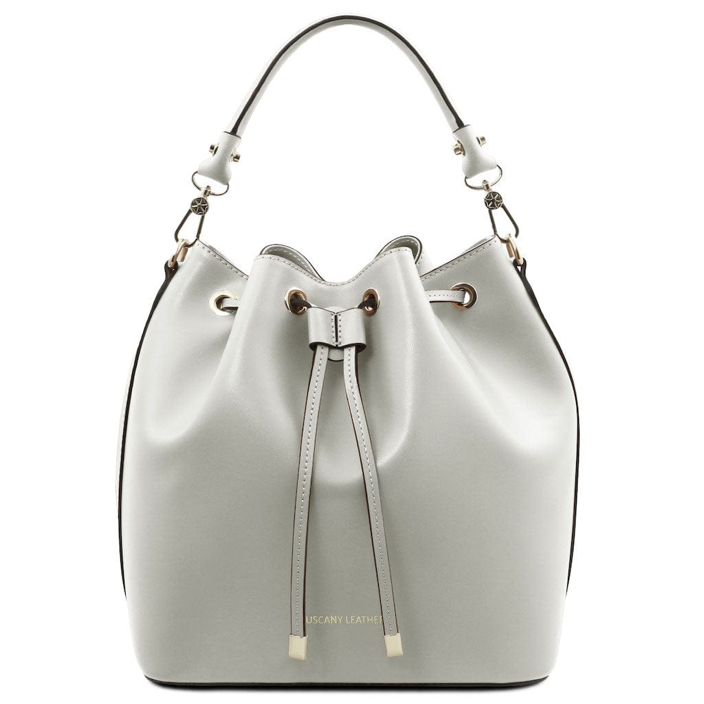 Borse in pelle Grigio chiaro Vittoria - Borsa secchiello in pelle italiana | TL141531 San Rocco Italia
