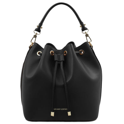 Borse in pelle Nero Vittoria - Borsa secchiello in pelle italiana | TL141531 San Rocco Italia
