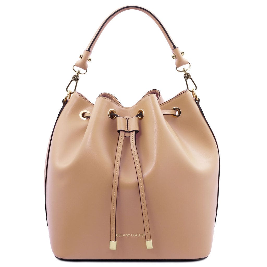 Borse in pelle Champagne Vittoria - Borsa secchiello in pelle italiana | TL141531 San Rocco Italia