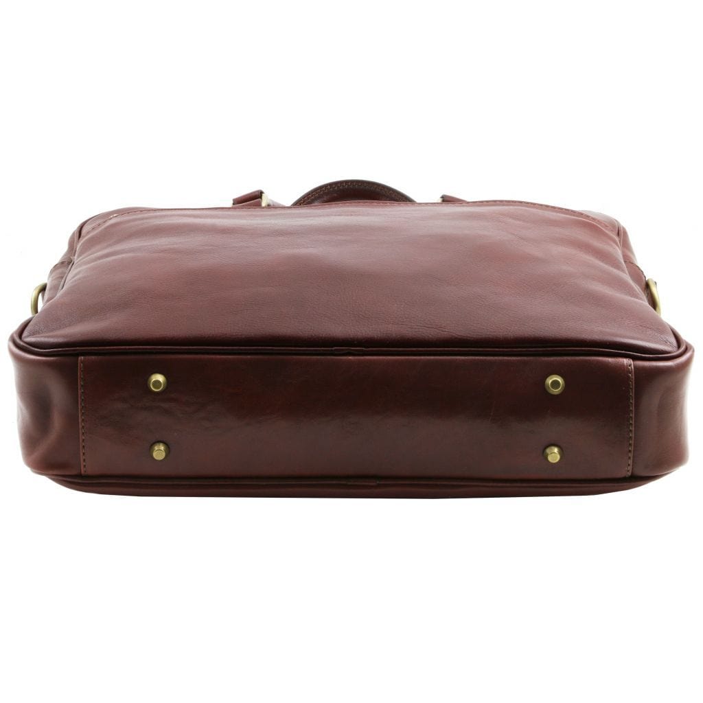 Leather laptop bags Urbino - Leather laptop briefcase 2 compartments with front pocket | TL141894 San Rocco Italia