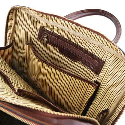 Leather laptop bags Urbino - Leather laptop briefcase 2 compartments with front pocket | TL141894 San Rocco Italia