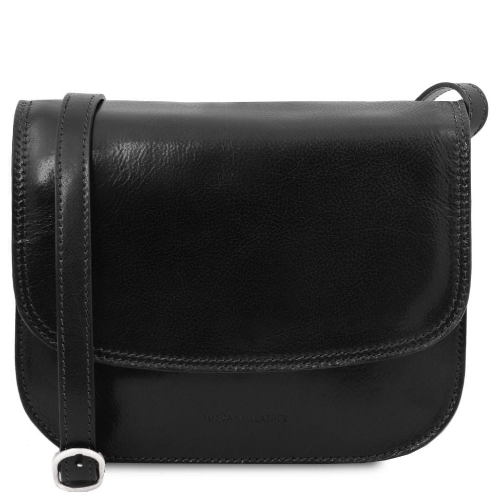 Borse a spalla in pelle Nero Greta - Borsa a sella da donna in pelle | TL141958 San Rocco Italia