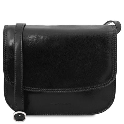 Borse a spalla in pelle Nero Greta - Borsa a sella da donna in pelle | TL141958 San Rocco Italia