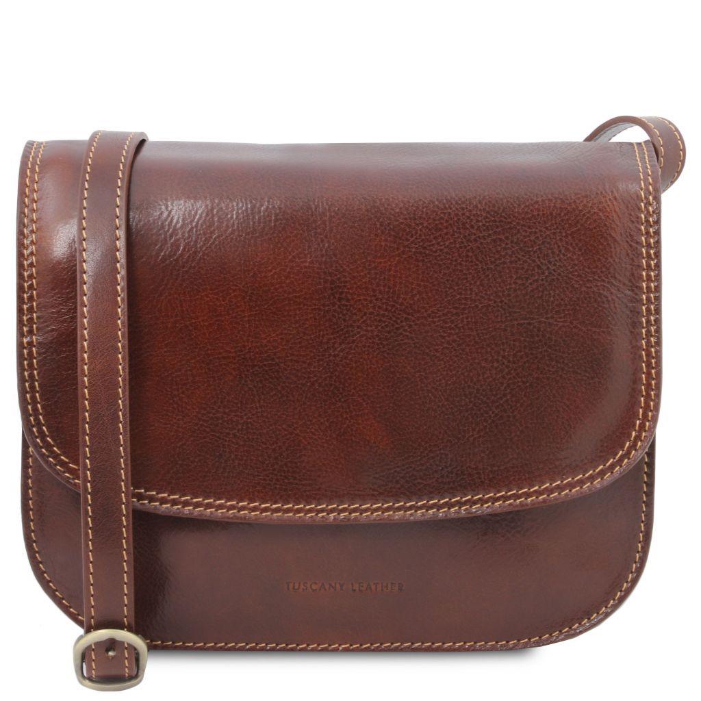 Borse a spalla in pelle Marrone Greta - Borsa a sella da donna in pelle | TL141958 San Rocco Italia