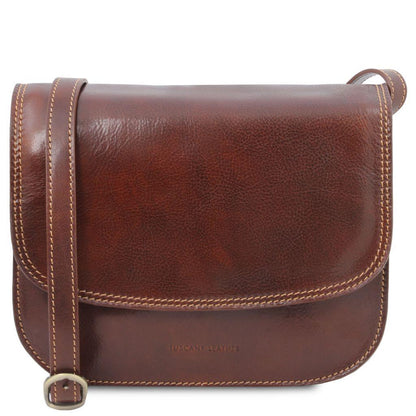 Borse a spalla in pelle Marrone Greta - Borsa a sella da donna in pelle | TL141958 San Rocco Italia