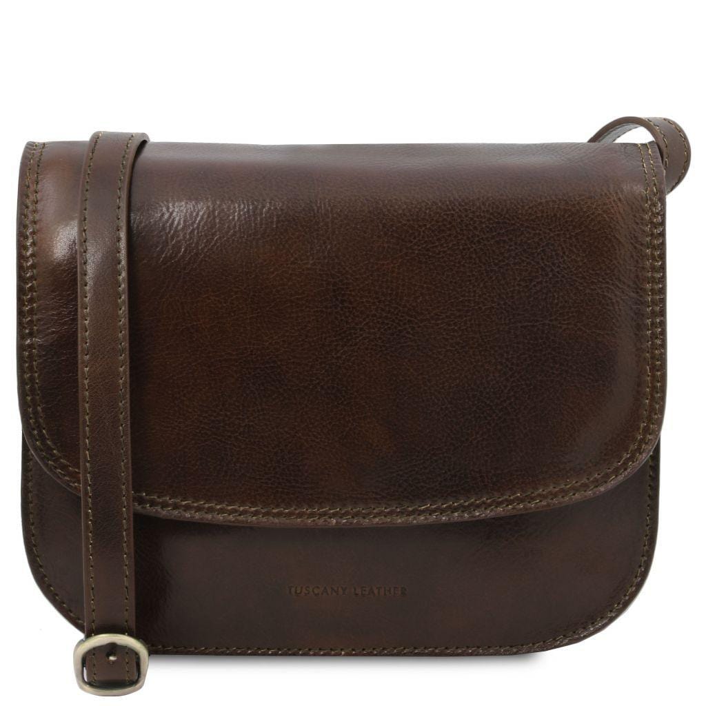Borse a spalla in pelle Marrone scuro Greta - Borsa a sella da donna in pelle | TL141958 San Rocco Italia
