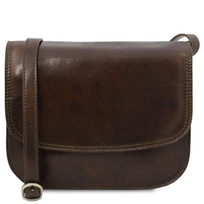 Borse a spalla in pelle Marrone scuro Greta - Borsa a sella da donna in pelle | TL141958 San Rocco Italia