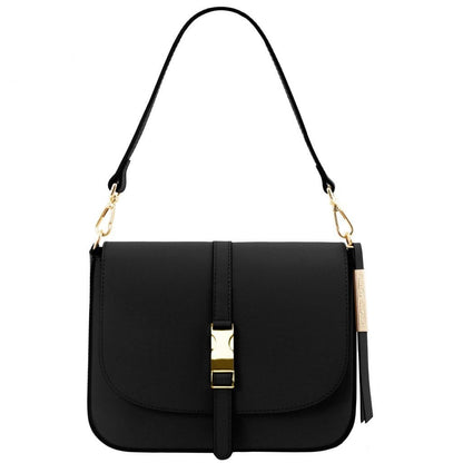 Leather shoulder bags Black Nausica - Italian leather shoulder bag | TL141598 San Rocco Italia