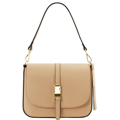 Leather shoulder bags Champagne Nausica - Italian leather shoulder bag | TL141598 San Rocco Italia