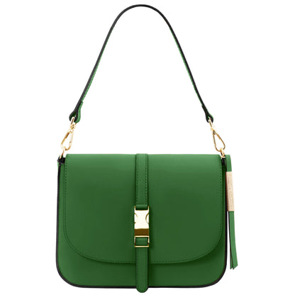 Leather shoulder bags Green Nausica - Italian leather shoulder bag | TL141598 San Rocco Italia