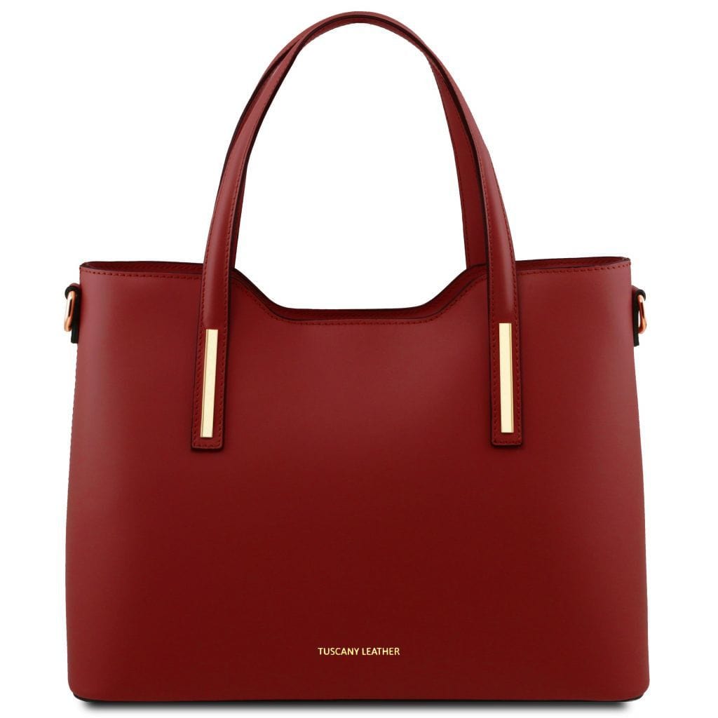 Borse a spalla in pelle Rosso Olimpia - Borsa tote italiana in pelle | TL141412 San Rocco Italia