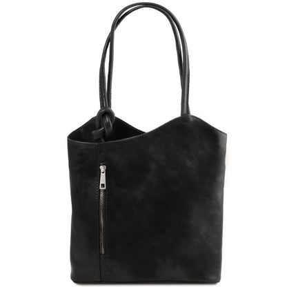 Leather shoulder bags Black Patty - Italian leather convertible 2-in-1 backpack shoulder bag | TL141497 San Rocco Italia