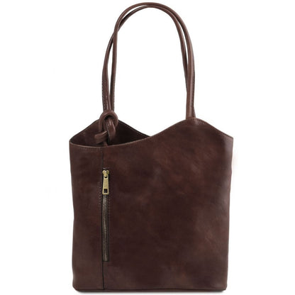 Leather shoulder bags Dark Brown Patty - Italian leather convertible 2-in-1 backpack shoulder bag | TL141497 San Rocco Italia