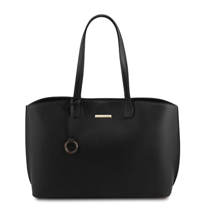 Leather shoulder bags Black TL Bag - Leather shopping bag | TL141828 San Rocco Italia