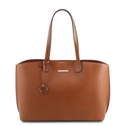 Leather shoulder bags Cognac TL Bag - Leather shopping bag | TL141828 San Rocco Italia