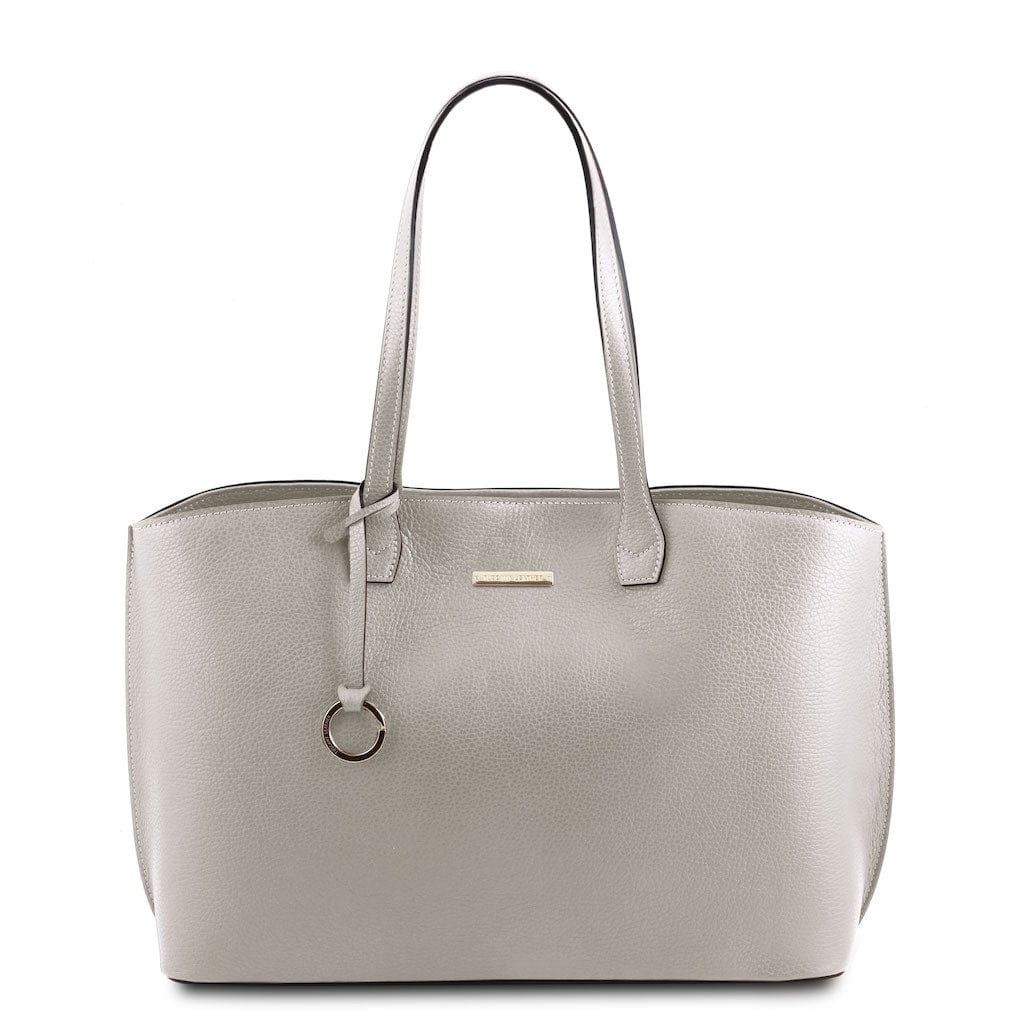 Leather shoulder bags Light Grey TL Bag - Leather shopping bag | TL141828 San Rocco Italia