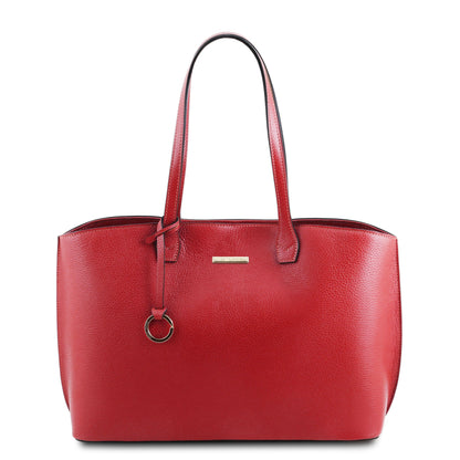 Leather shoulder bags Lipstick Red TL Bag - Leather shopping bag | TL141828 San Rocco Italia