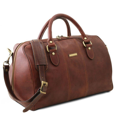 Leather Travel bags Lisbona - Travel leather duffel bag - Small size | TL141658 San Rocco Italia