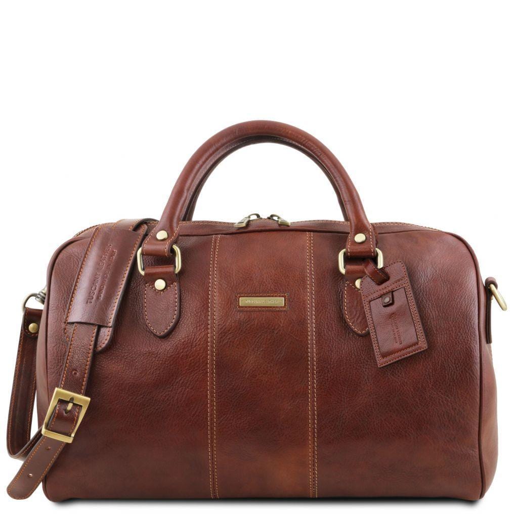 Leather Travel bags Brown Lisbona - Travel leather duffel bag - Small size | TL141658 San Rocco Italia