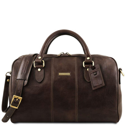 Leather Travel bags Dark Brown Lisbona - Travel leather duffel bag - Small size | TL141658 San Rocco Italia