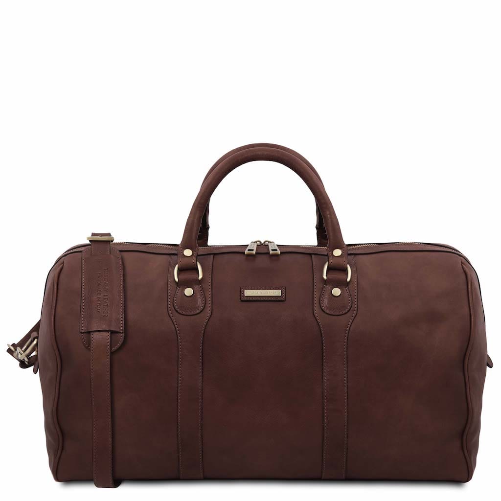 Leather Travel bags Dark Brown Oslo - Travel leather duffel bag - Weekender bag | TL141913 San Rocco Italia