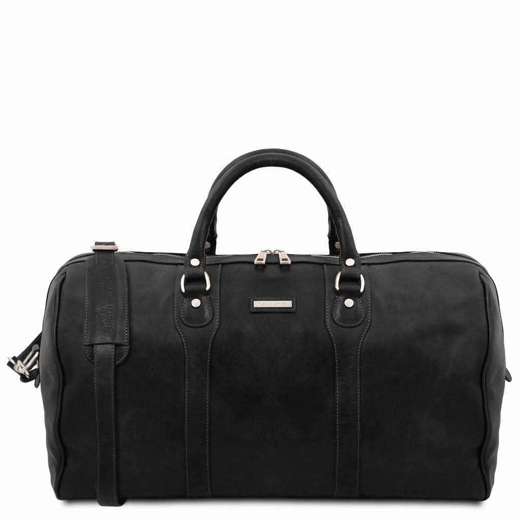 Leather Travel bags Black Oslo - Travel leather duffel bag - Weekender bag | TL141913 San Rocco Italia